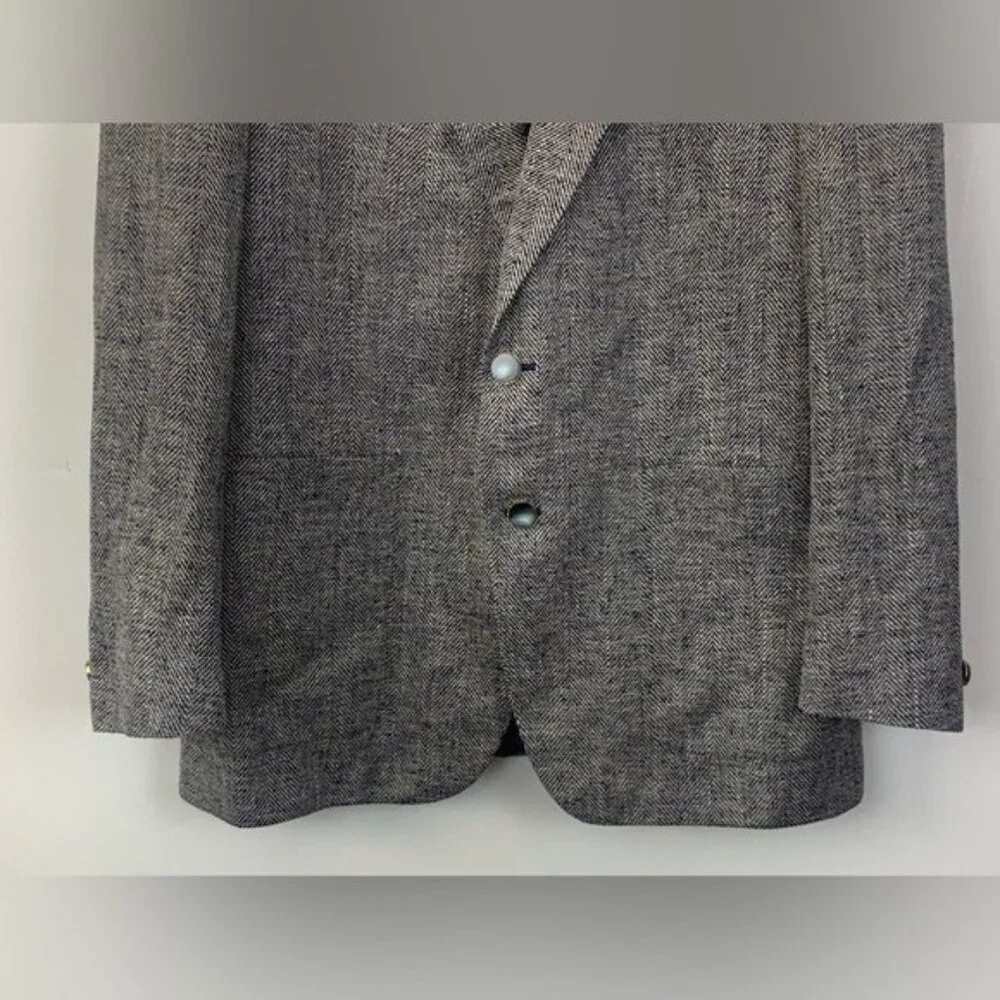 Vintage Walter Pye's LeBaron Clothes Blazer Jacket Dark Blue Herringbone 43L EUC